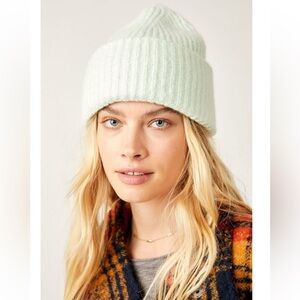Free People Harbor Marled Ribbed Super Soft Beanie in Mint One Size NWT
